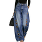 💃 Women's Wide-Leg Grommet Jeans – High-rise fit, elongating wide leg & silver-tone grommet accents. A vintage-inspired staple with a modern attitude 🌿
