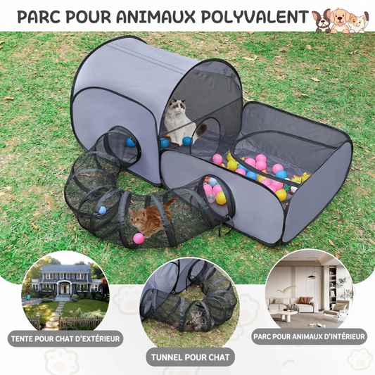 🐱 50% RABATT! 🏠 Vielseitiges Katzenhaus mit Zaun – Atmungsaktiv, waschbar & faltbar – Perfekt als Rückzugsort, Spielbereich oder Wurfkiste – gemütlich & praktisch 🐾✨