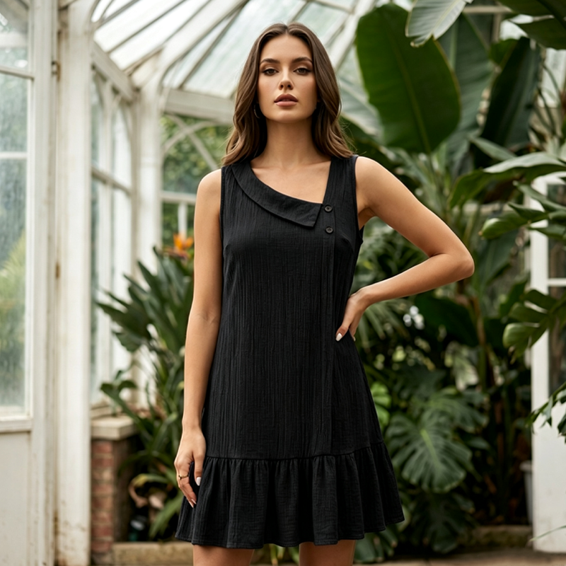 👗🌸 50% RABATT! Ärmelloses Top mit asymmetrischem Ausschnitt & Rüschen – Elegant, verspielt, perfekt für warme Tage & besondere Anlässe 💙✨
