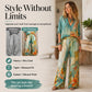 👗🎨 50% RABATT! Damen Künstlerisches Print V-Ausschnitt Top & Weite Hose Set – Kreativ, lässig & perfekt für Sommer, Alltag & Freizeit ✨