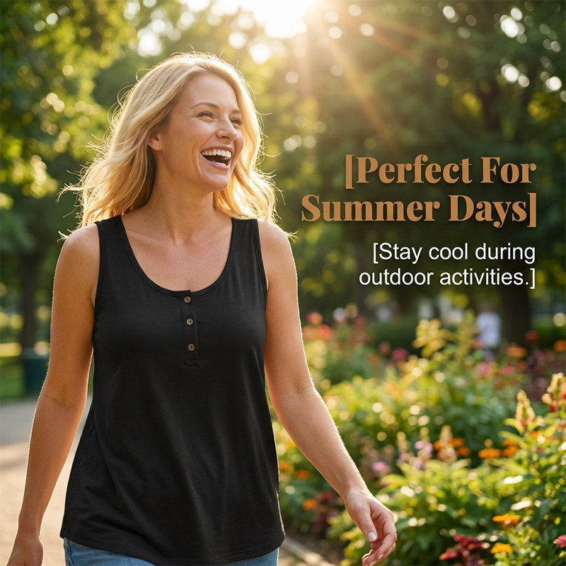 Women's Plus Size Henley Tank Top