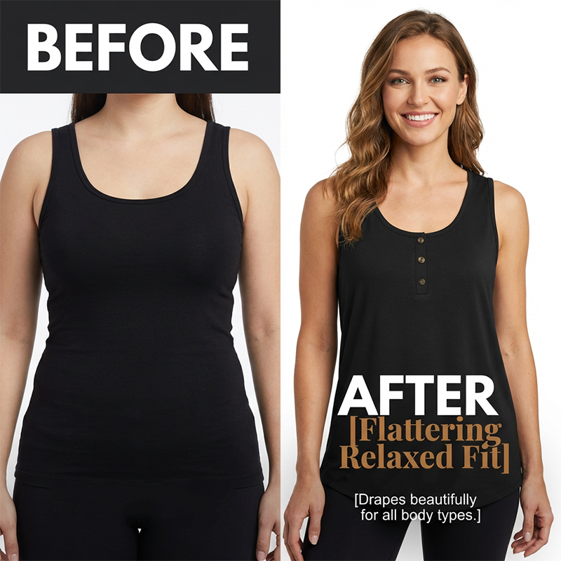 Women's Plus Size Henley Tank Top