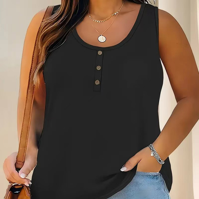 Women's Plus Size Henley Tank Top