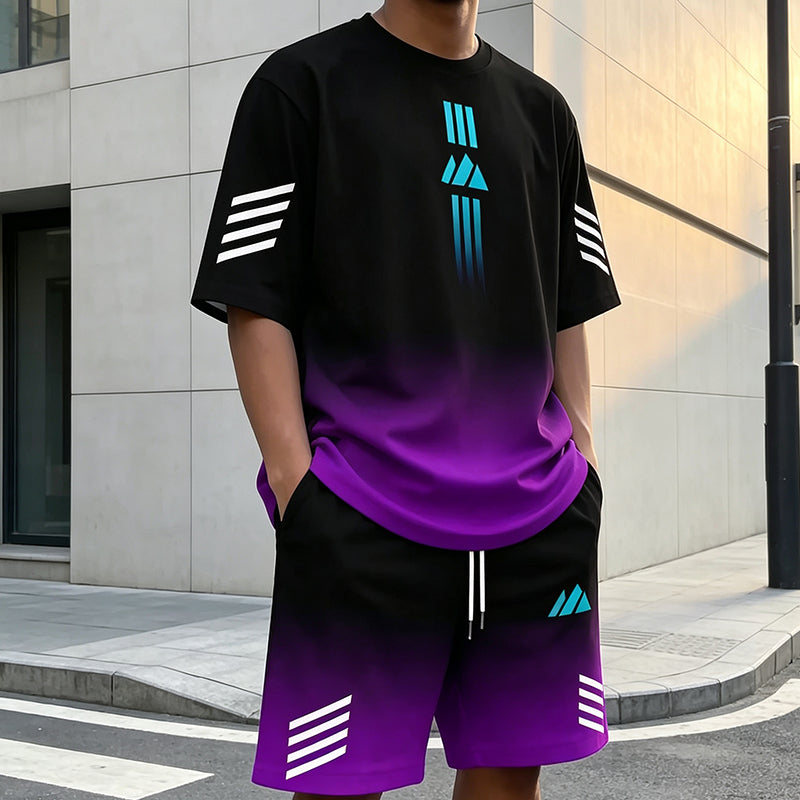 👕 50% RABATT! ☀️ Herren Sommer T-Shirt & Shorts Zweiteiler – Farbverlauf-Design, atmungsaktiv & leicht – Perfekt für heiße Tage & lässige Outfits 🩳
