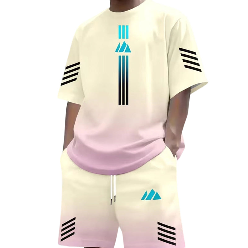 👕 50% RABATT! ☀️ Herren Sommer T-Shirt & Shorts Zweiteiler – Farbverlauf-Design, atmungsaktiv & leicht – Perfekt für heiße Tage & lässige Outfits 🩳