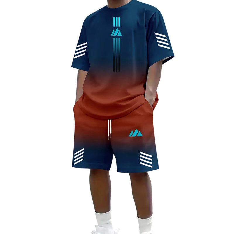 👕 50% RABATT! ☀️ Herren Sommer T-Shirt & Shorts Zweiteiler – Farbverlauf-Design, atmungsaktiv & leicht – Perfekt für heiße Tage & lässige Outfits 🩳