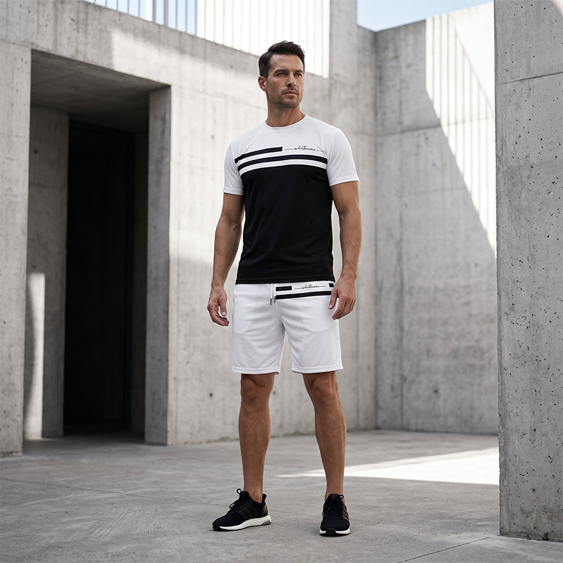 🛍️ 50 % Rabatt – 2-teiliges Freizeit-Set für Herren – Kurzarm-T-Shirt & Shorts mit Kordelzug, atmungsaktiv & bequem für den Alltag 👕