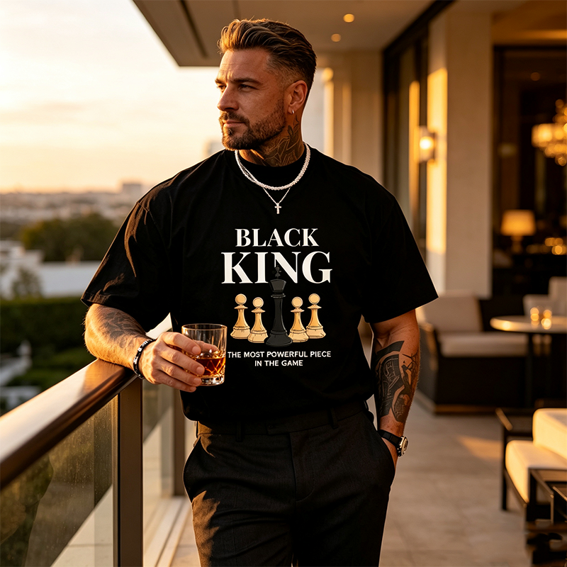 👕 50% RABATT! ♟️ Übergroßes Herren-T-Shirt mit Schachbrett- & Slogan-Print – Lässig, bequem & stylisch – Perfekt für den Alltag 🛍️