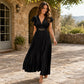 🎉 2026 Sale — Over 35,000 Sold!💃Flowy Pleated Maxi Dress – V-Neck, Ruffle Sleeves, Metal Waistband 🌸