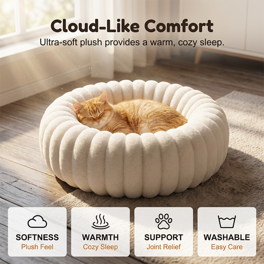 🐱💤 Ultraweicher runder Beruhigungskorb für Katzen und Hunde – Erhöhter Rand, gemütliches Nest für erholsame Nickerchen 🐶☁️