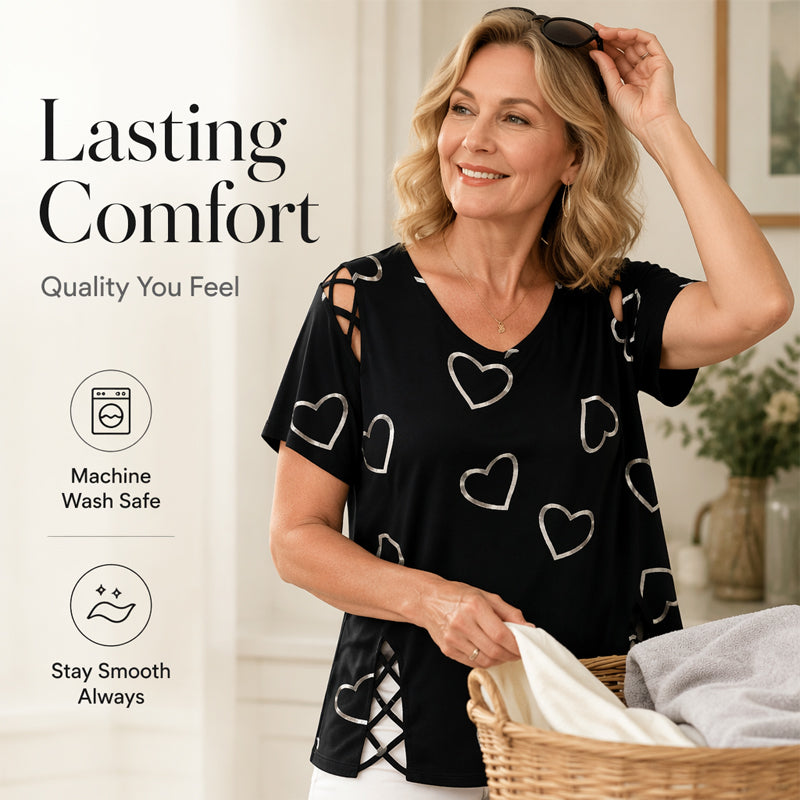 👕📢 50% RABATT! Damen Lässiges V-Ausschnitt Kurzarm T-Shirt – Bequem, luftig & vielseitig – Perfekt für Alltag, Freizeit & warme Tage ✨