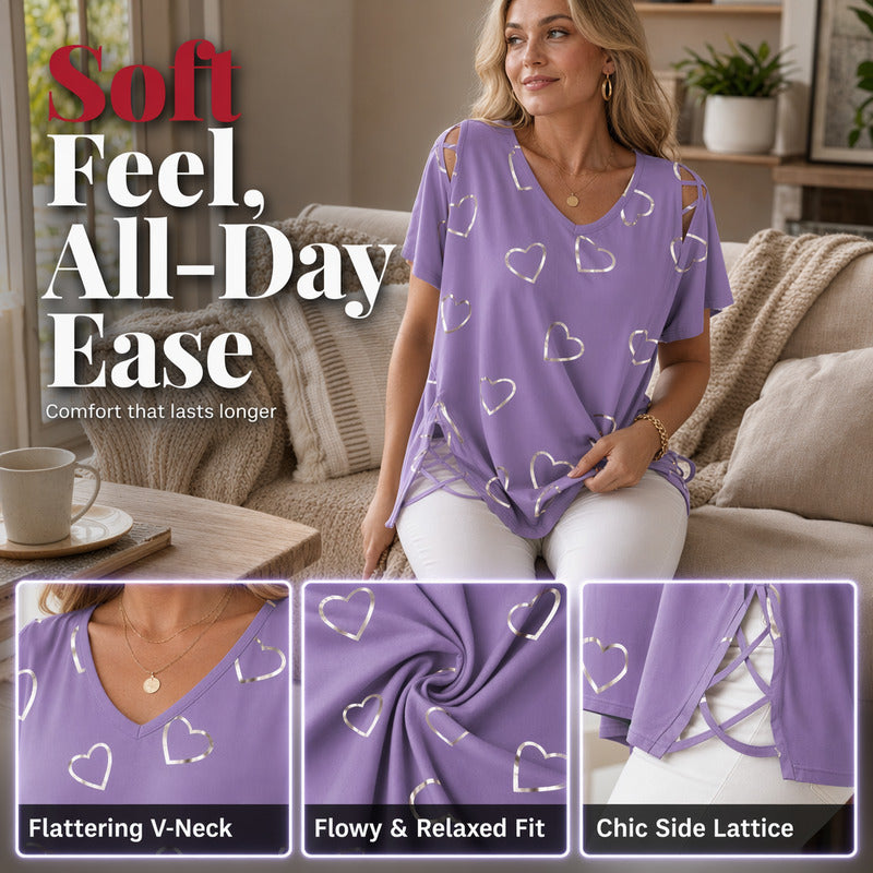👕📢 50% RABATT! Damen Lässiges V-Ausschnitt Kurzarm T-Shirt – Bequem, luftig & vielseitig – Perfekt für Alltag, Freizeit & warme Tage ✨