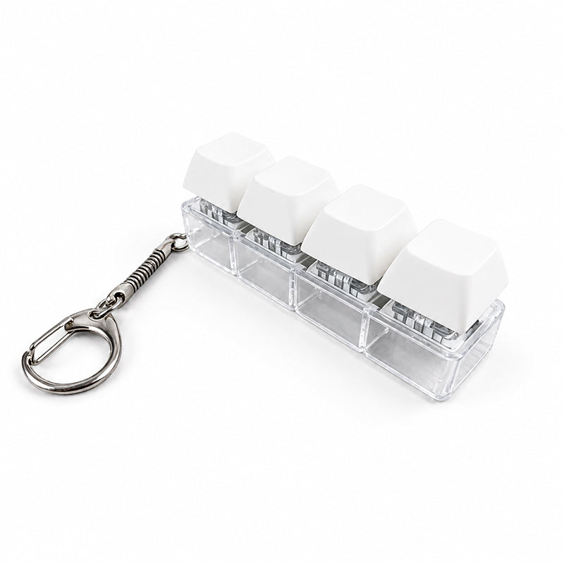 ⌨️🔑 50% RABATT! 4-Tasten Mechanische Tastatur-Fidget-Toy als Keychain – Echtes Klick-Gefühl, Stressabbau & fokusfördernd – Perfekt für Büro, Schule & unterwegs ✨