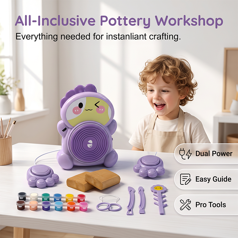 🎨 50% RABATT! 🏺 Kinder Elektrische Töpferscheibe DIY Set – Einfache Bedienung, kreatives Erlebnis & sicher – Perfekt zum Modellieren und Gestalten mit Ton 👧