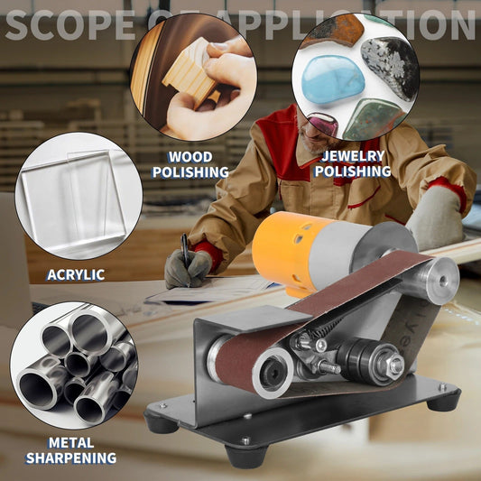 ⏰ JETZT 50% RABATT! Mini Elektro Bandschleifer – Tragbarer Schleifer & Polierer für Holz, Metall und DIY-Projekte – 7-Gang, 4500–9000 U/min, inkl. 10 Schleifbänder (30×330 mm) & Polierrad ✨