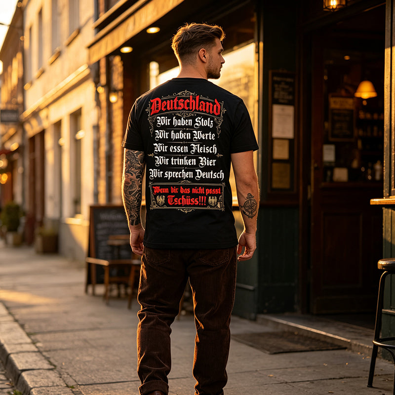 👕 50% RABATT! Deutschland Heritage Bedrucktes Kurzarm-Rundhals-T-Shirt für Herren – Patriotisches Print, weich & atmungsaktiv – Perfekt für Alltag, Fußball, Oktoberfest & Freizeit ✨