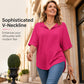 👕🌸 50% RABATT! Damen Casual V-Ausschnitt Kurzarm-Top – Leicht, luftig & vielseitig – Perfekt für Alltag, Freizeit & warme Tage ✨