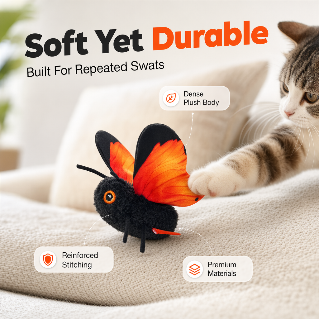 【🎁✨Limitiertes Angebot – 50% Rabatt】🐱 Elektrisches Schmetterlings-Katzenspielzeug mit Aufhängung – automatische Flügelbewegung, elastische Leine & weckt den Jagdinstinkt 🦋