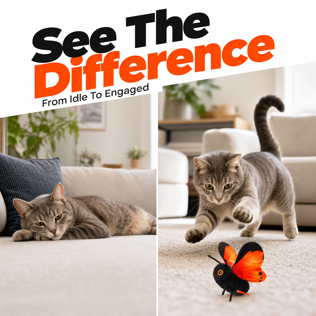 【🎁✨Limitiertes Angebot – 50% Rabatt】🐱 Elektrisches Schmetterlings-Katzenspielzeug mit Aufhängung – automatische Flügelbewegung, elastische Leine & weckt den Jagdinstinkt 🦋