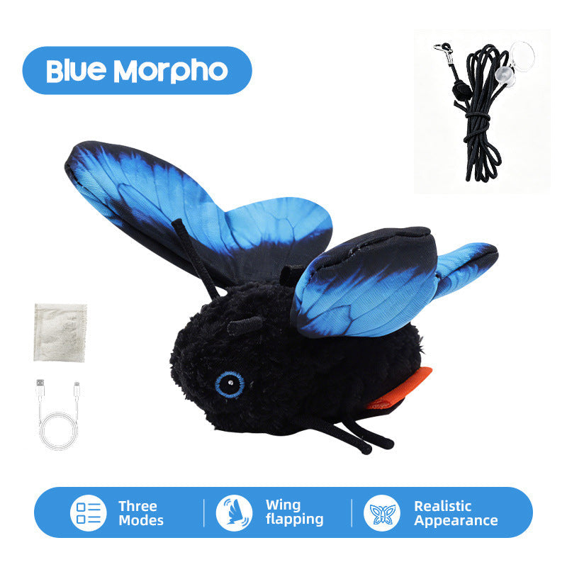 【🎁✨Limitiertes Angebot – 50% Rabatt】🐱 Elektrisches Schmetterlings-Katzenspielzeug mit Aufhängung – automatische Flügelbewegung, elastische Leine & weckt den Jagdinstinkt 🦋