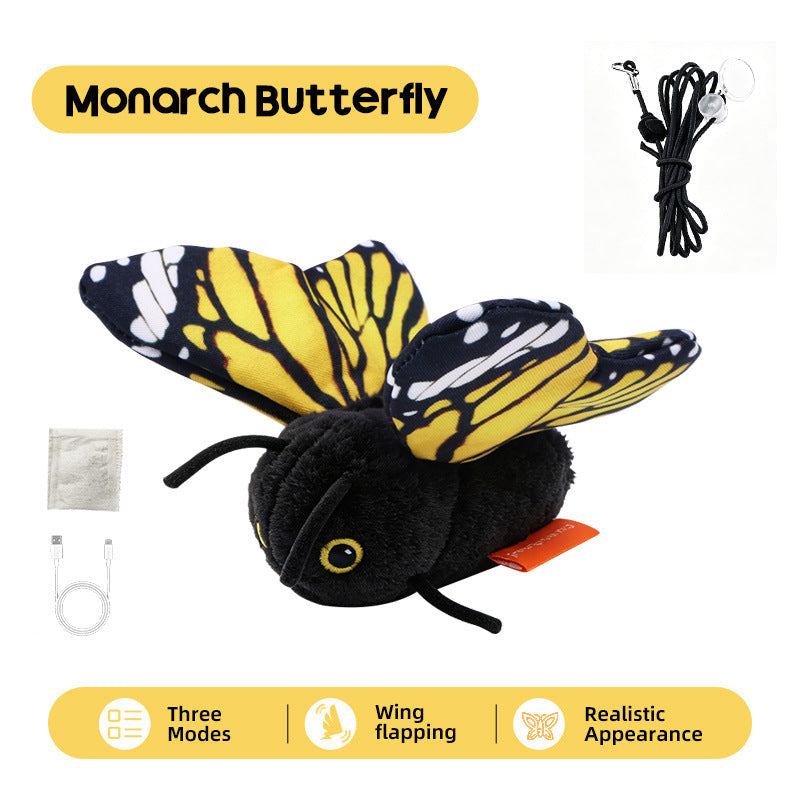 【🎁✨Limitiertes Angebot – 50% Rabatt】🐱 Elektrisches Schmetterlings-Katzenspielzeug mit Aufhängung – automatische Flügelbewegung, elastische Leine & weckt den Jagdinstinkt 🦋