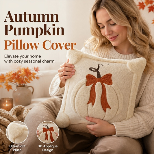🎃🧡 50% RABATT! Gemütliche Kürbis-Kissenhülle – Weicher Samt/Baumwolle, herbstliches Design – Perfekt für Sofa, Bett & herbstliche Dekoration 🍂✨