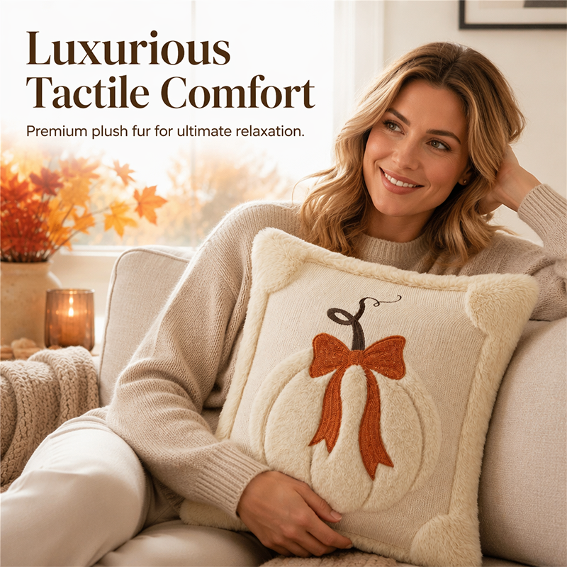 🎃🧡 50% RABATT! Gemütliche Kürbis-Kissenhülle – Weicher Samt/Baumwolle, herbstliches Design – Perfekt für Sofa, Bett & herbstliche Dekoration 🍂✨