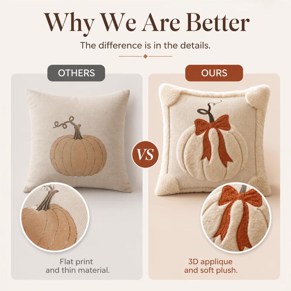 🎃🧡 50% RABATT! Gemütliche Kürbis-Kissenhülle – Weicher Samt/Baumwolle, herbstliches Design – Perfekt für Sofa, Bett & herbstliche Dekoration 🍂✨