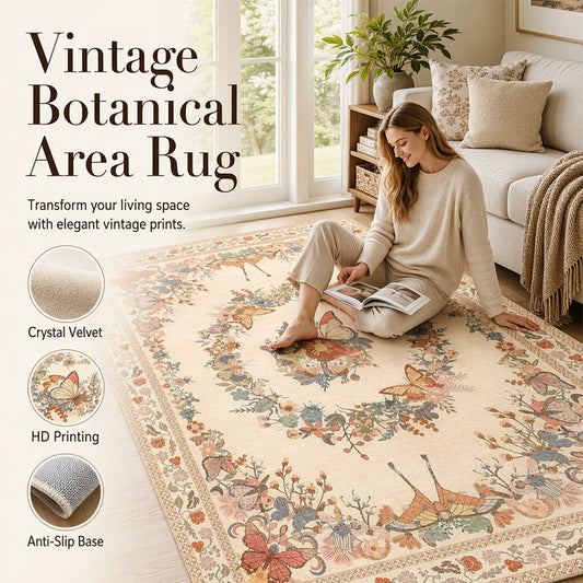 🛍️ 50 % Rabatt – Weicher Kristallflor-Teppich mit Schmetterlings- & Blumenmuster – für Wohnzimmer, Schlafzimmer & Flur – pflegeleicht & vielseitig 🦋