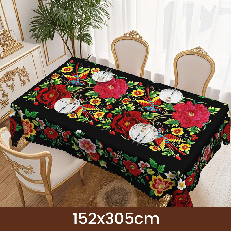 🌺 50% RABATT! 🌸 Mexikanische Tischdecke mit Blumenmuster & Wellenrand – Farbenfroh, robust & vielseitig – Perfekt für festliche Anlässe & den Alltag ✨