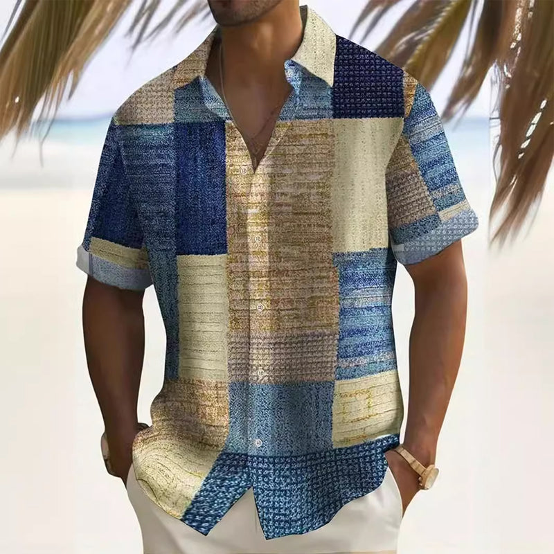 👔🌿 50% RABATT! Herren Kontrast-Muster Hemd – Lässiges Freizeithemd für Alltag & warme Tage – Modern, bequem & vielseitig ✨