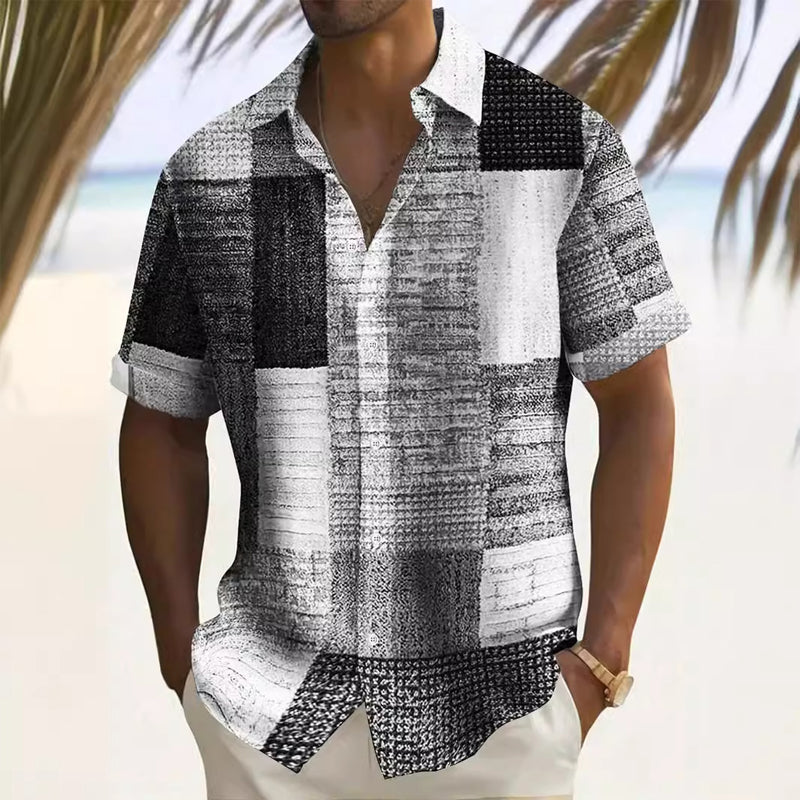 👔🌿 50% RABATT! Herren Kontrast-Muster Hemd – Lässiges Freizeithemd für Alltag & warme Tage – Modern, bequem & vielseitig ✨