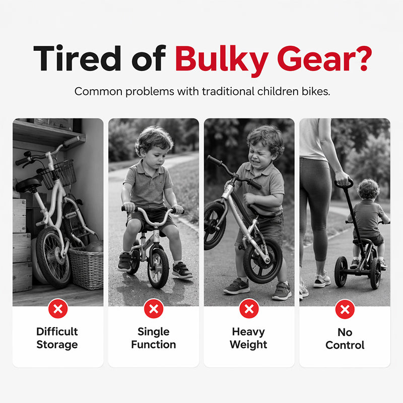 📢📢50% RABATT !!⏰4-in-1 Verwandelbares Kinder-Dreirad, Laufrad & Kinderwagen