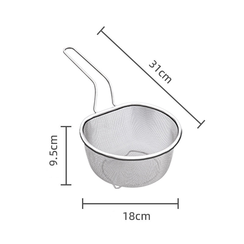 【⏰Limitiertes Angebot – 50% Rabatt】🍳 Hochwertiges Edelstahlsieb mit Griff – Praktisch zum Abseihen, Waschen & Kochen