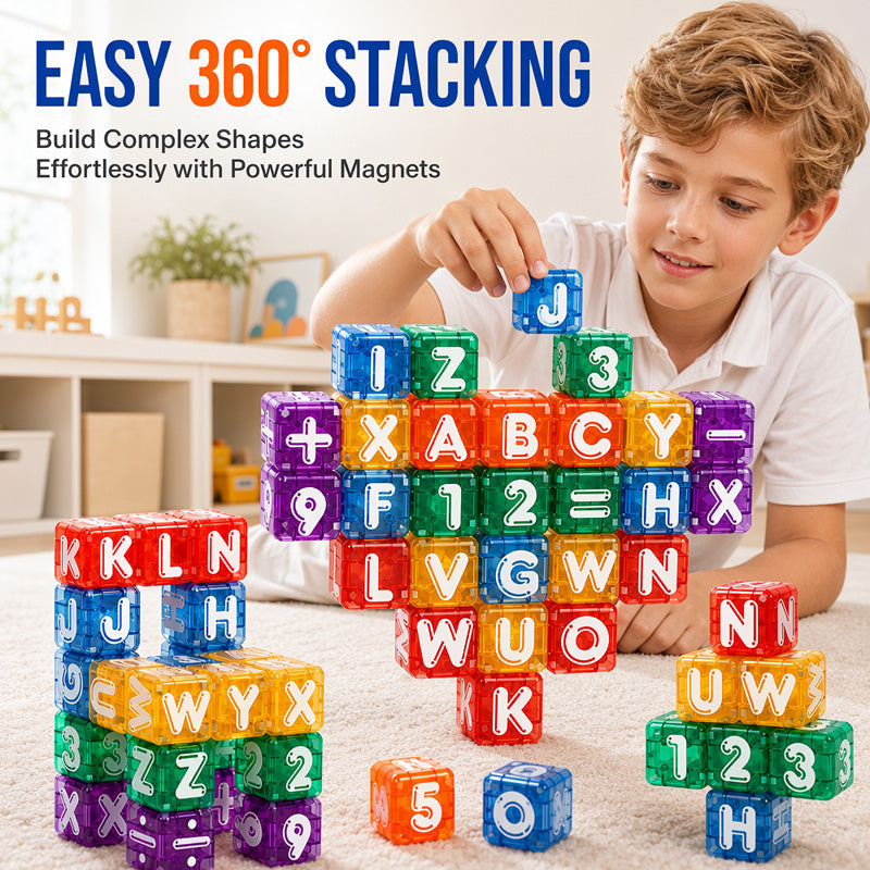 Magnetische Buchstaben- und Zahlenwürfel für Kinder