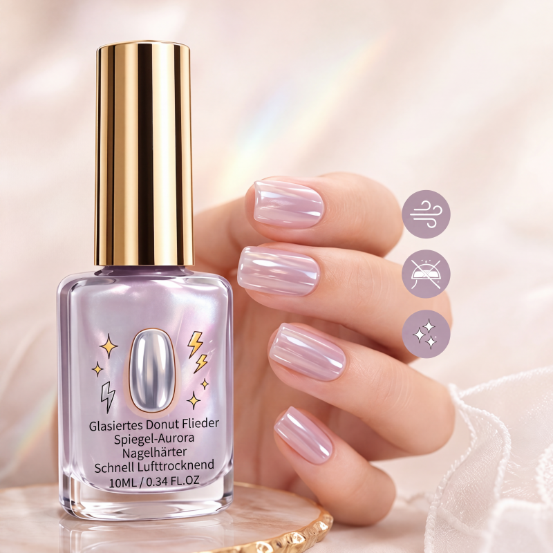 📢📢50% RABATT !! ⏰Fliederfarbener glänzender Nagelhärter mit Spiegelglanz-Effekt