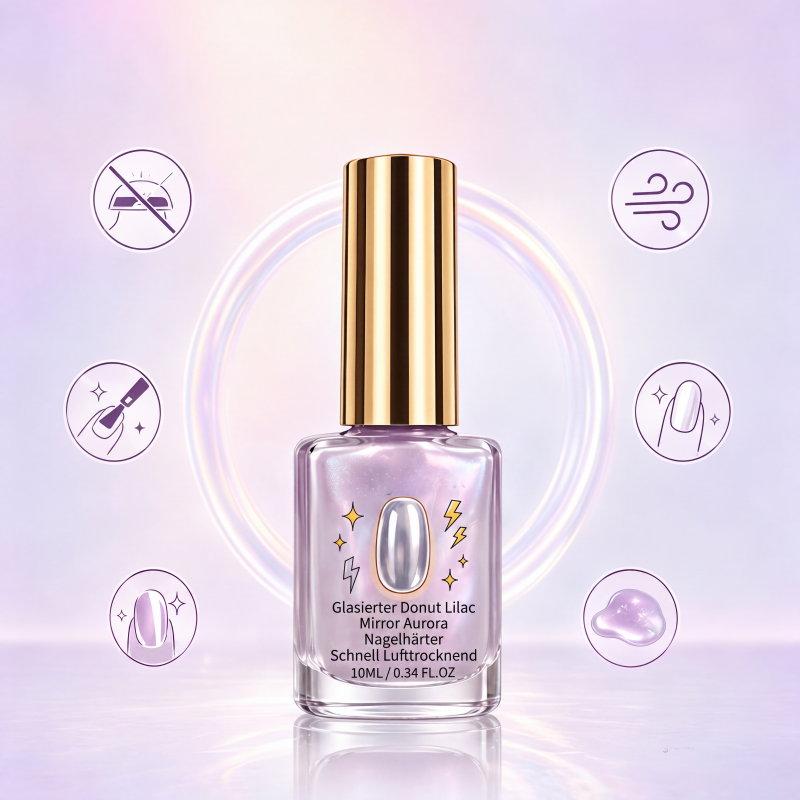 📢📢50% RABATT !! ⏰Fliederfarbener glänzender Nagelhärter mit Spiegelglanz-Effekt