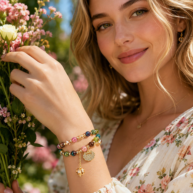 🎉 NUR FÜR KURZE ZEIT 50% RABATT! 💎 Elegantes Turmalin-Armband – Doppelwickel-Design mit Kristallakzenten & Schloss-Charm ✨