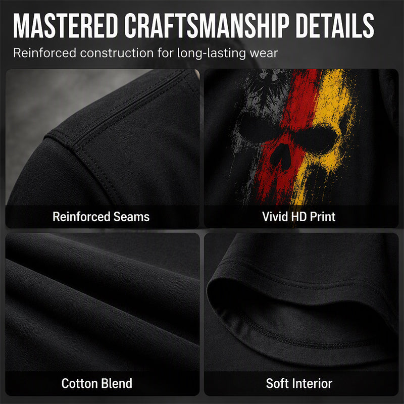 👕 50% RABATT! 💀 Herren T-Shirt mit deutschem Flaggen-Totenkopf-Motiv – Weicher Baumwollstoff, Rundhals & auffälliges Design – Perfekt für jeden Tag & besondere Anlässe 🇩🇪