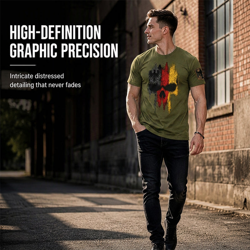 👕 50% RABATT! 💀 Herren T-Shirt mit deutschem Flaggen-Totenkopf-Motiv – Weicher Baumwollstoff, Rundhals & auffälliges Design – Perfekt für jeden Tag & besondere Anlässe 🇩🇪