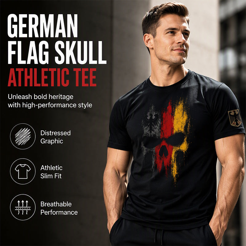 👕 50% RABATT! 💀 Herren T-Shirt mit deutschem Flaggen-Totenkopf-Motiv – Weicher Baumwollstoff, Rundhals & auffälliges Design – Perfekt für jeden Tag & besondere Anlässe 🇩🇪