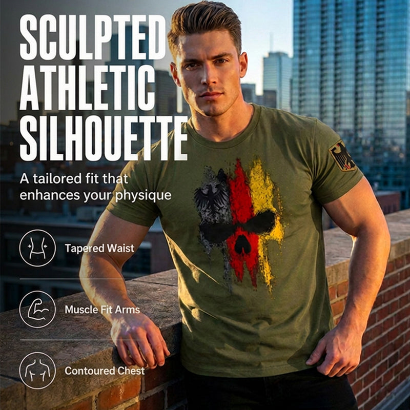 👕 50% RABATT! 💀 Herren T-Shirt mit deutschem Flaggen-Totenkopf-Motiv – Weicher Baumwollstoff, Rundhals & auffälliges Design – Perfekt für jeden Tag & besondere Anlässe 🇩🇪