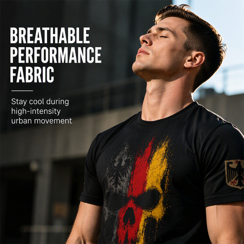 👕 50% RABATT! 💀 Herren T-Shirt mit deutschem Flaggen-Totenkopf-Motiv – Weicher Baumwollstoff, Rundhals & auffälliges Design – Perfekt für jeden Tag & besondere Anlässe 🇩🇪