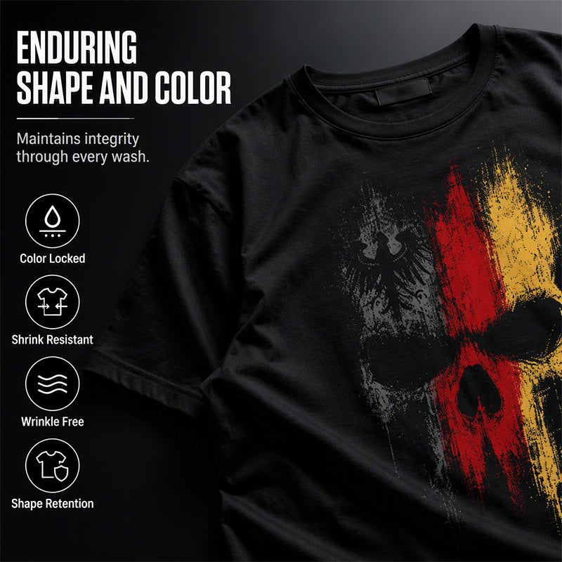 👕 50% RABATT! 💀 Herren T-Shirt mit deutschem Flaggen-Totenkopf-Motiv – Weicher Baumwollstoff, Rundhals & auffälliges Design – Perfekt für jeden Tag & besondere Anlässe 🇩🇪