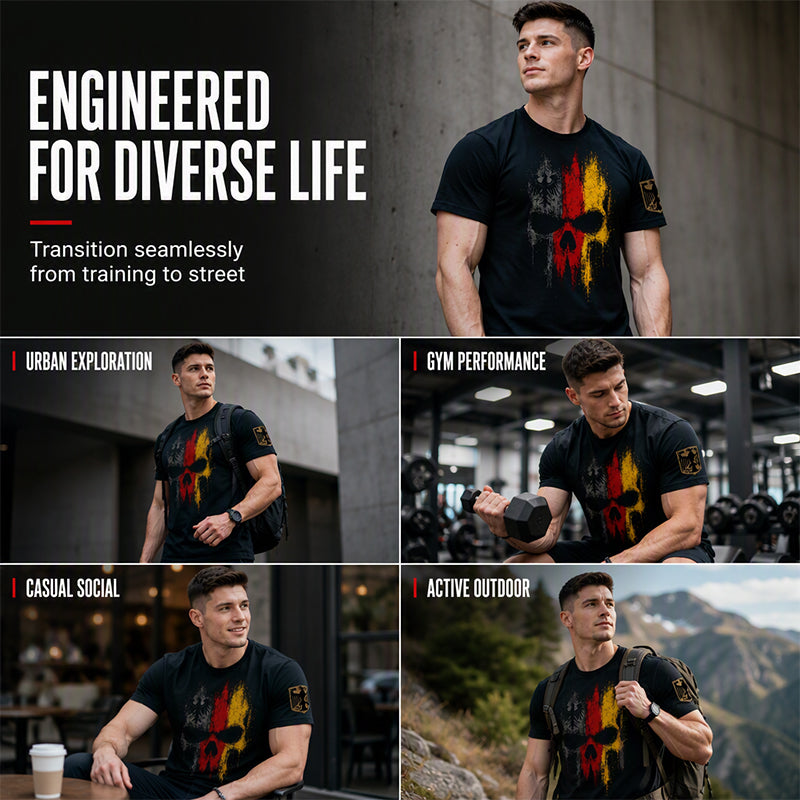 👕 50% RABATT! 💀 Herren T-Shirt mit deutschem Flaggen-Totenkopf-Motiv – Weicher Baumwollstoff, Rundhals & auffälliges Design – Perfekt für jeden Tag & besondere Anlässe 🇩🇪