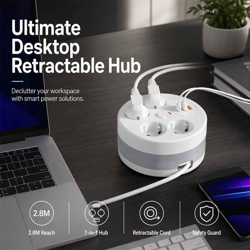 📢📢50% OFF !! ⏰Multi Outlet Round Power Strip with Cable Storage