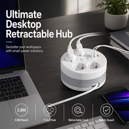 📢📢50% OFF !! ⏰Multi Outlet Round Power Strip with Cable Storage