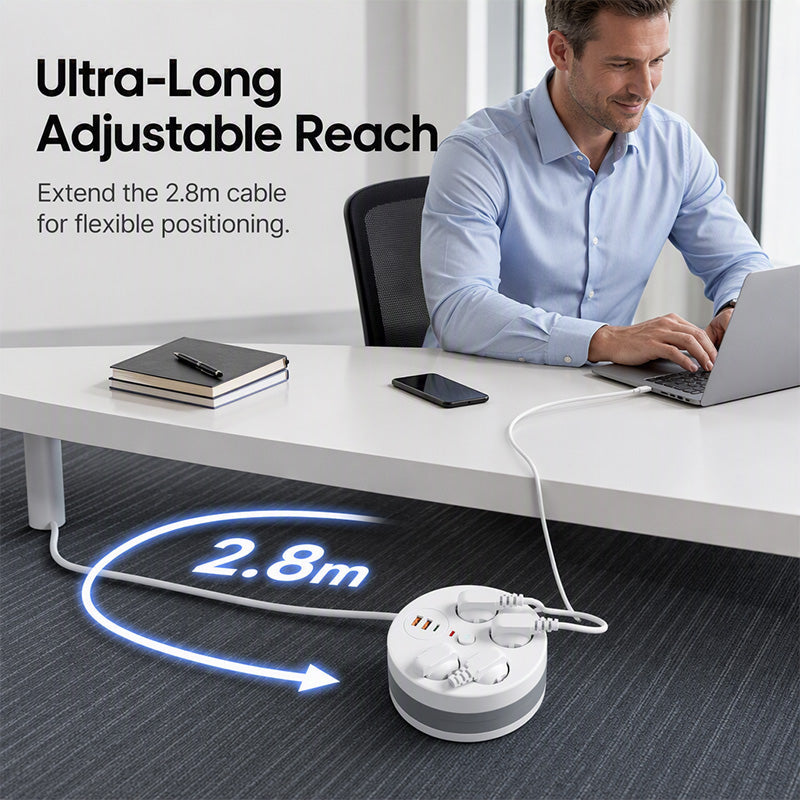 📢📢50% OFF !! ⏰Multi Outlet Round Power Strip with Cable Storage