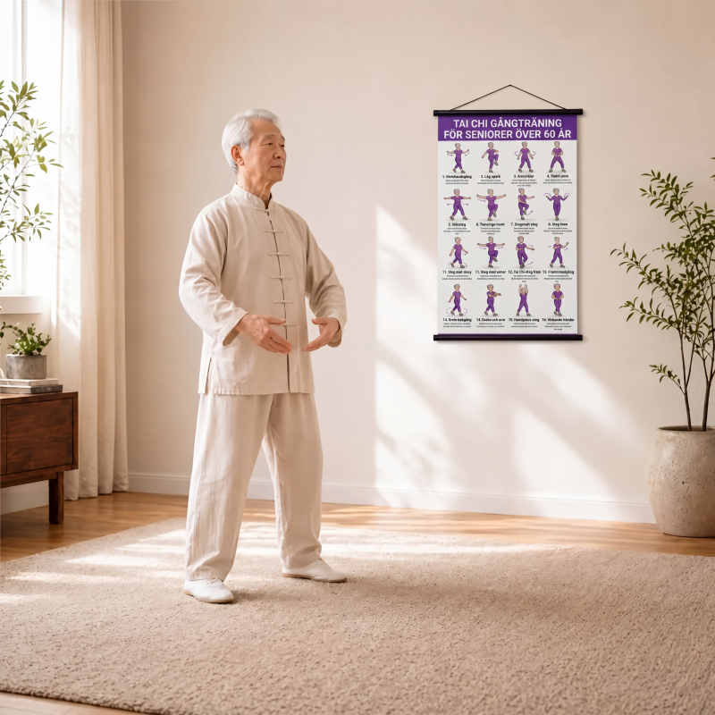 🥳💞 Über 70.000 Stück verkauft🧘☯️📜Tai-Chi-Trainingsposter für Senioren – Leicht nachvollziehbare Übungen, große Schrift und Illustrationen – Sanfte tägliche Übungen für Gleichgewicht und Beweglichkeit💪
