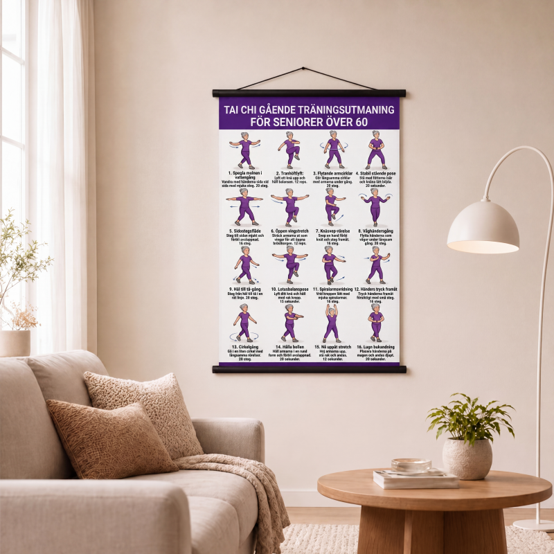 🥳💞 Über 70.000 Stück verkauft🧘☯️📜Tai-Chi-Trainingsposter für Senioren – Leicht nachvollziehbare Übungen, große Schrift und Illustrationen – Sanfte tägliche Übungen für Gleichgewicht und Beweglichkeit💪